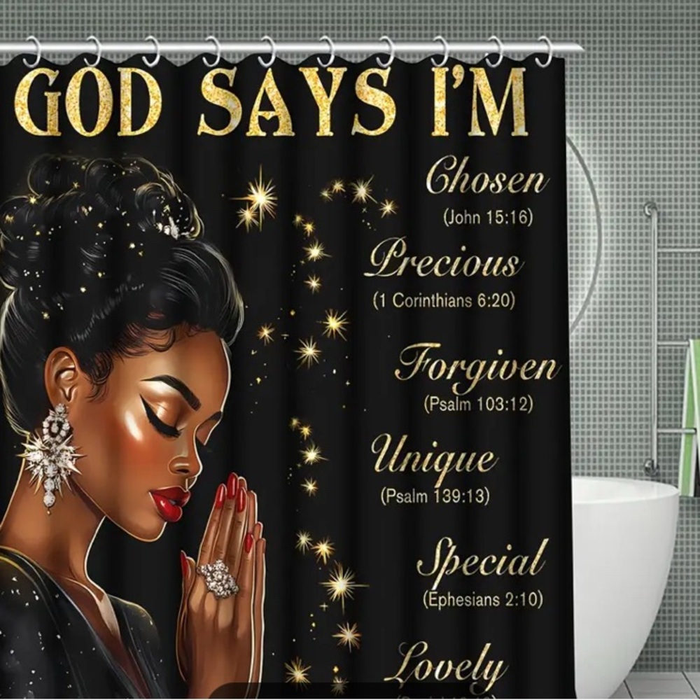 Black and Gold Inspirational Shower Curtain